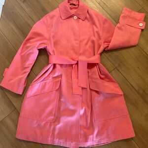 Holt Renfrew Women's bubblegum Pink spring coat, sz 6; belt included